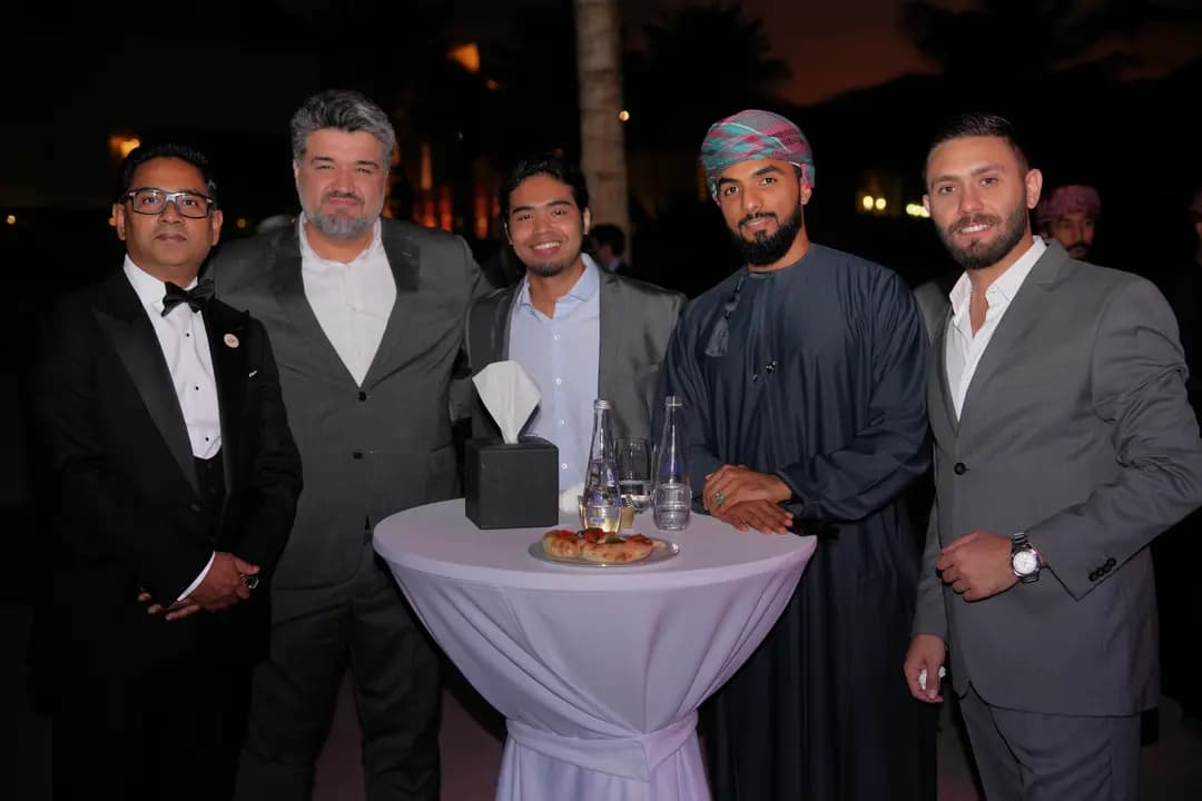 The team at an evening event